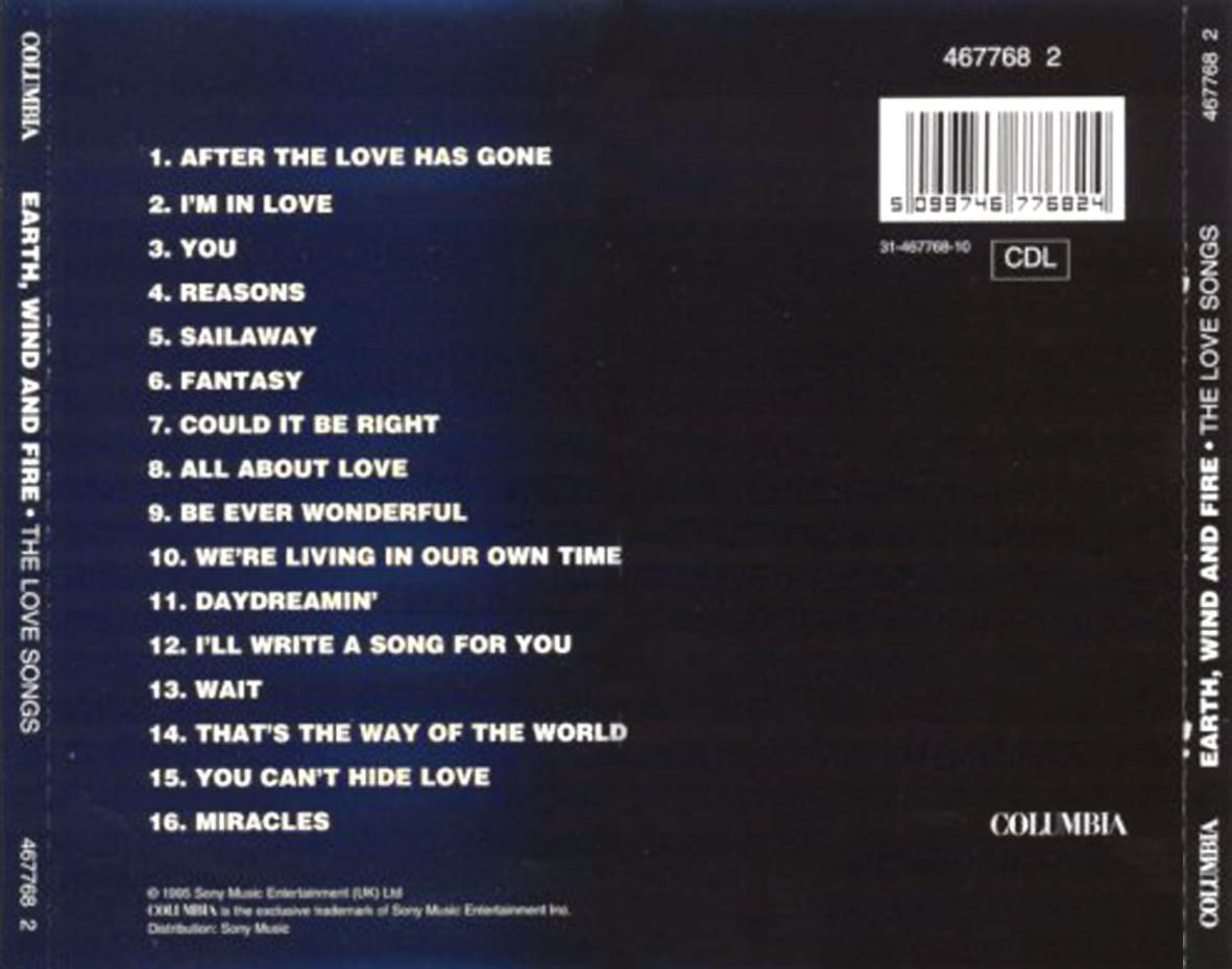 Earth, Wind & Fire  The Love Songs : Back